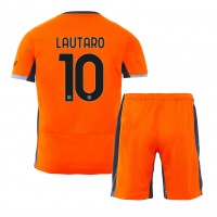 Camisa de Futebol Inter Milan Lautaro Martinez #10 Equipamento Alternativo Infantil 2023-24 Manga Curta (+ Calças curtas)
